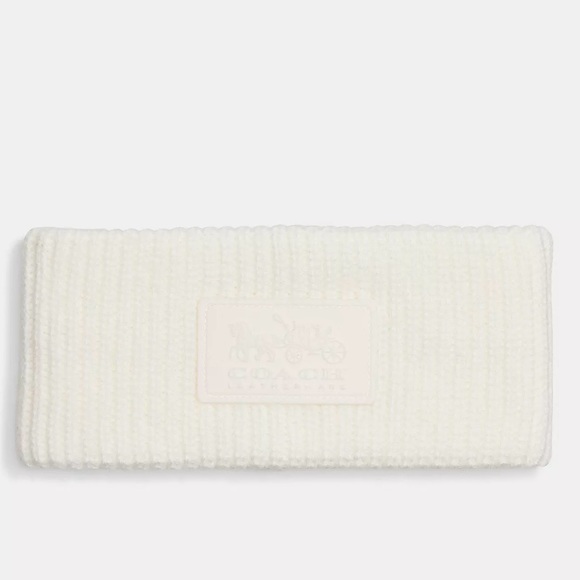 NWT Coach Knit Headband With Rubber Patch, Cream - Picture 1 of 3